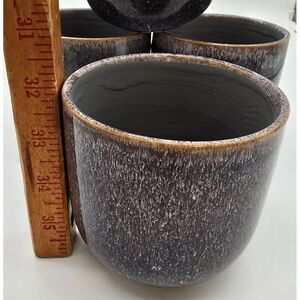 Set Of 4 Blackish blue  & White Ceramic Planters With Textured Finish